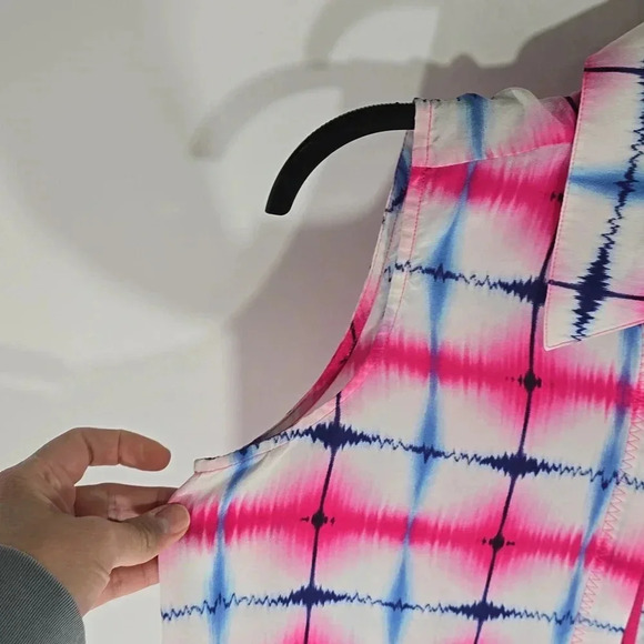 {Michael Stars} Womens Tie Dye Sleveless Button-Down Blouse - Size S - Picture 9 of 11